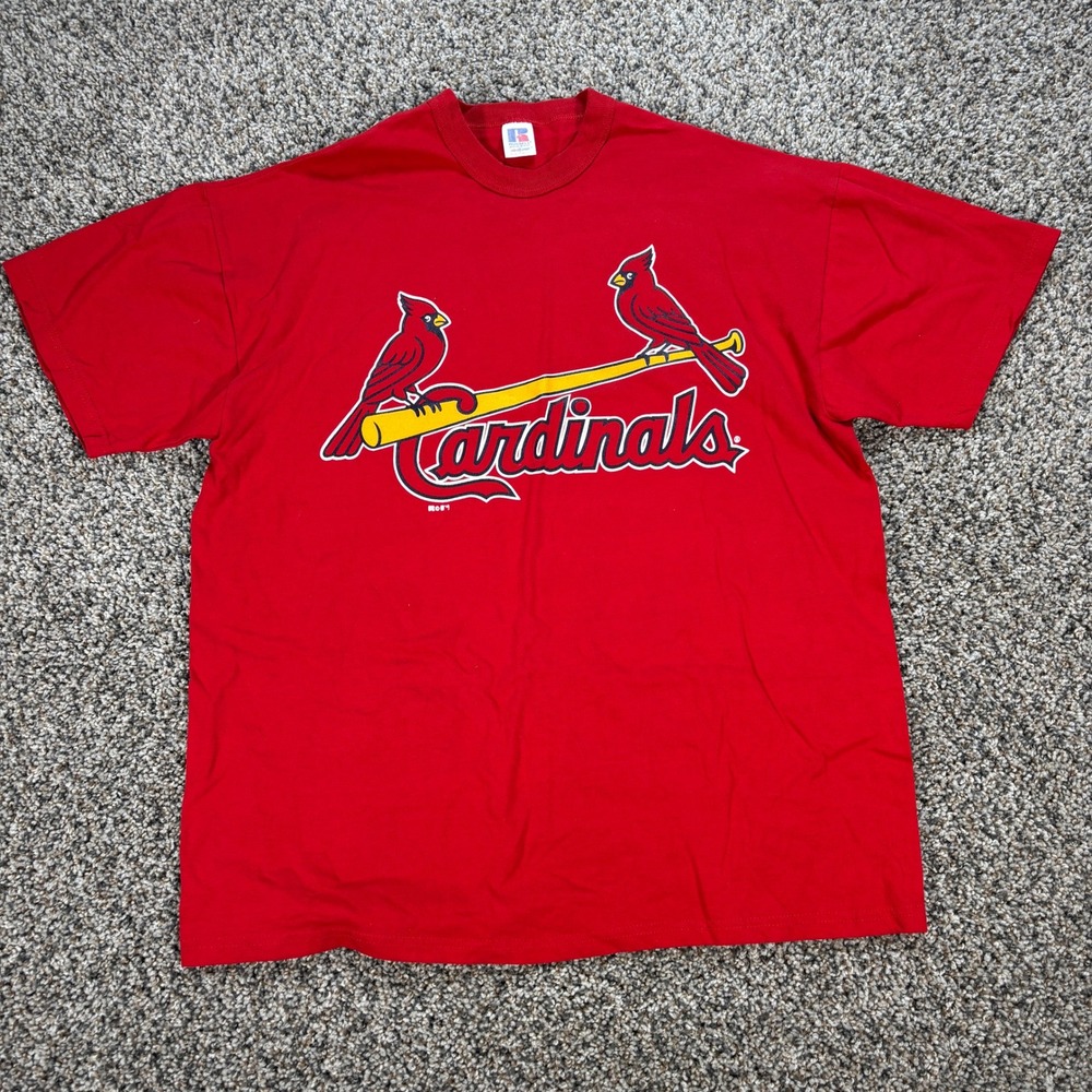Vintage Russell Athletic St Louis Cardinals Red Graphic T-Shirt Men's Large MLB